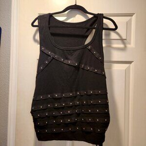 Romwe Black Studded Ribbed Tank Top Y2K Streetwear